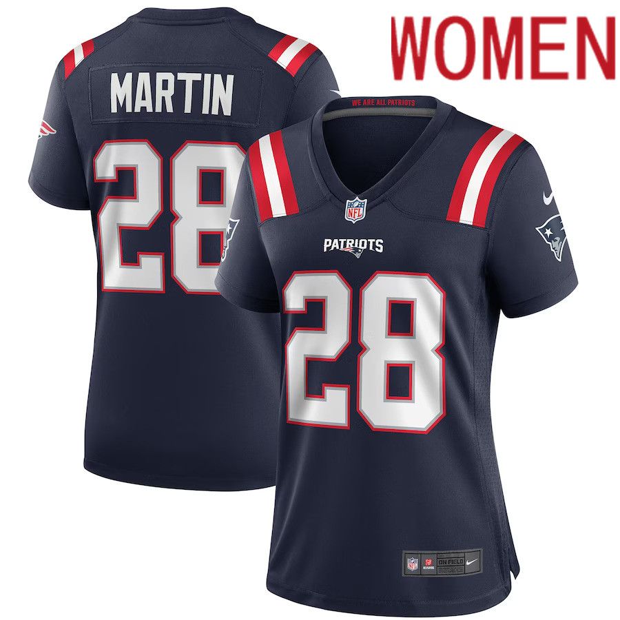 Women New England Patriots #28 Curtis Martin Nike Navy Game Retired Player NFL Jersey